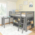 18-3B3BDK-121 : Loft Beds Twin-Size Low Loft With Pull-Out Desk & 3-Shelf Bookcases, Grey