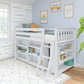 18-3B6B-002 : Loft Beds Twin-Size Low Loft With 3-Shelf Bookcase & 6-Shelf Bookcase, White