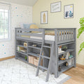 18-3B6B-121 : Loft Beds Twin-Size Low Loft With 3-Shelf Bookcase & 6-Shelf Bookcase, Grey