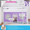 Twin Low Loft Bed With Curtain