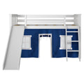 Twin-Size Low Loft with Slide + Curtain