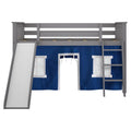 Twin-Size Low Loft with Slide + Curtain