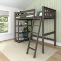 180218-151 : Loft Beds Twin-Size High Loft Bed With Bookcase, Clay