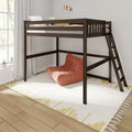 180257-008 : Loft Beds Full-Size High Loft Bed With Ladder on End, Walnut