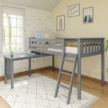 185212-121 : Loft Beds Twin-Size Low Loft With Pull-Out Desk, Grey