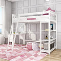 Twin Loft Bed With Bookcase & Desk