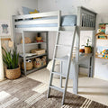 185218-121 : Loft Beds Twin-Size High Loft Bed With Bookcase & Desk, Grey