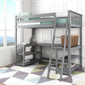 185227-121 : Storage & Study Loft Beds Twin-Size High Loft Bed With Wraparound Desk & Shelves, Grey