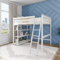 185247-002 : Storage & Study Loft Beds Full-Size High Loft Bed With Bookcase, White